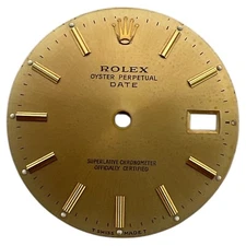 Genuine Rolex Oyster Perpetual Date 34mm Dial Champagne Gold 15000