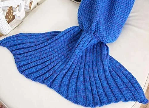 SOFÁ COLA DE SIRENA MANTA PARA ADULTOS CÁLIDA DE PUNTO DE CREWEL CUBIERTA TV COCOON Foto 3 de 4