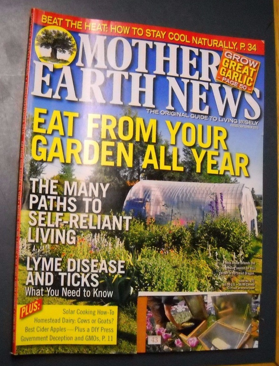MOTHER EARTH NEWS MAGAZINE AUG/SEP 2015 GARDEN ALL YEAR ROUND SOLAR COOKING