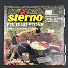 Vintage Sterno Folding Stove NOS Compact Emergency Use Camping Fishing