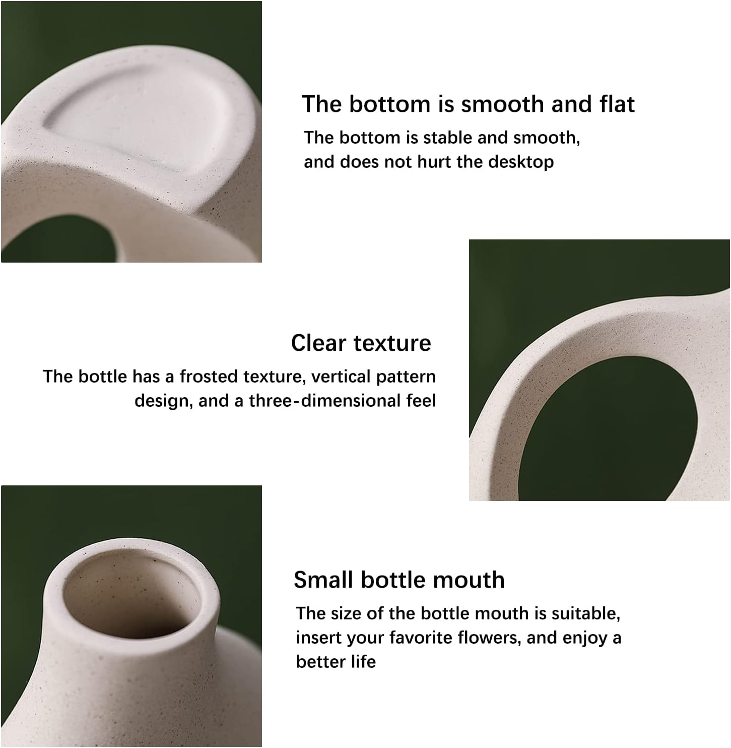 IUIBMI Modern White Ceramic Vase Set of 2, Nordic Minimalism Hollow