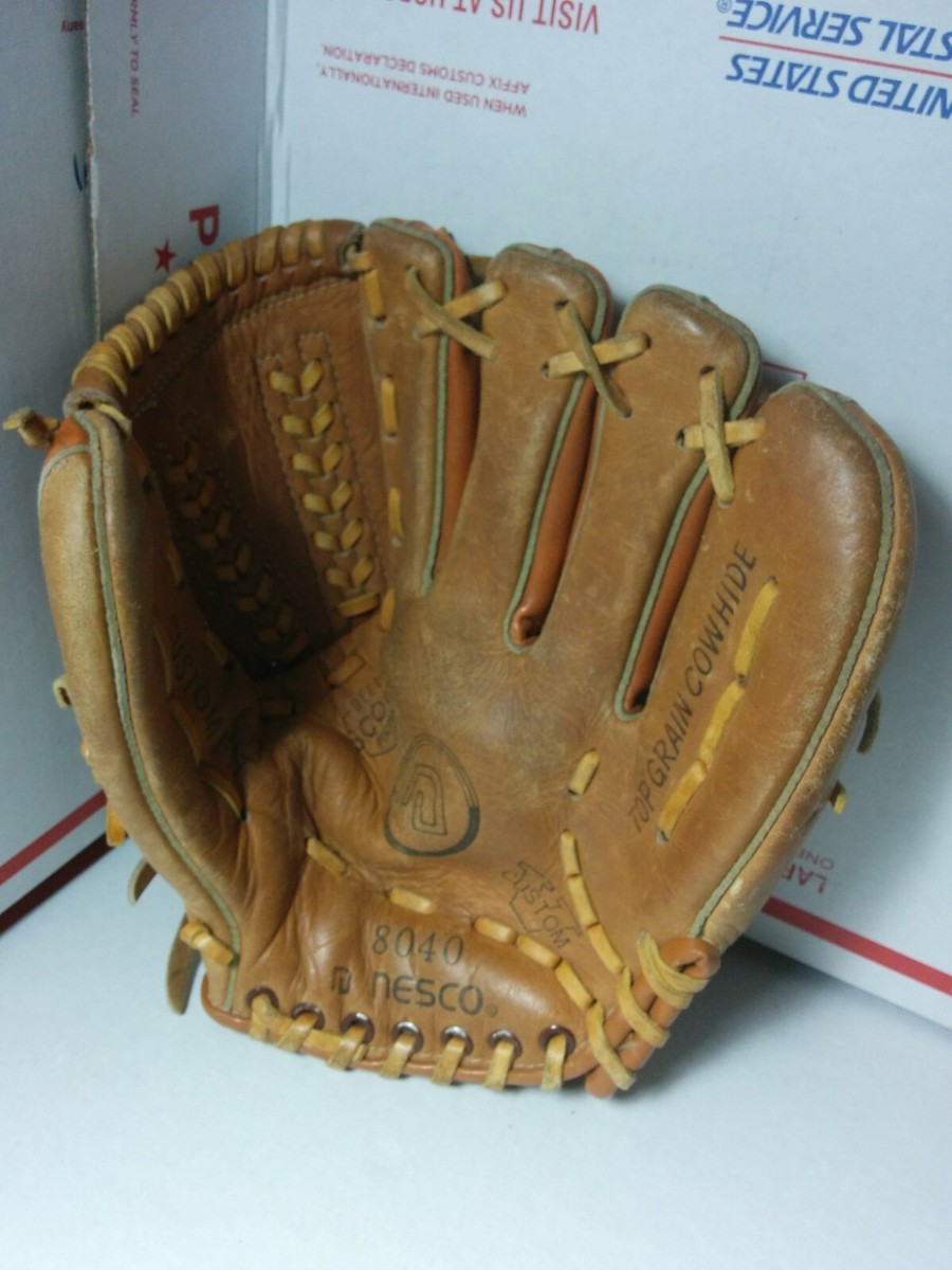 VTG NESCO 8040 COWHIDE LEATHER BASEBALL/SOFTBALL GLOVE DEEP SCOOP