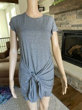 Dolan Women's Short Sleeve Soft Tie Front Dress XS Black Gray Striped  ****