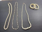 Vintage Necklaces/ Bangle Bracelets Costume Jewelry Cream Color Beads