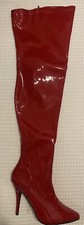 PLEASER RED PATENT THIGH HIGH BOOTS PVC SHINY POLE SEDUCE 3000/R UK SIZE 7