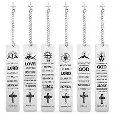 6 Pcs Metal Bible Bookmarks with Cross Chain Religious Bookmarks Graduation G...