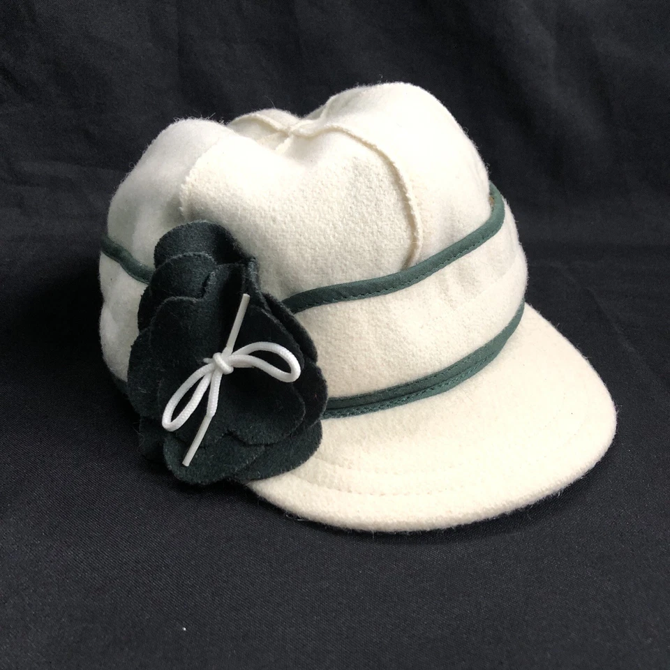 Gorra Stormy Kromer para mujer 7 1/4 empujador de pétalos Benchwarmer 1903 verde marfil Foto 2 de 4