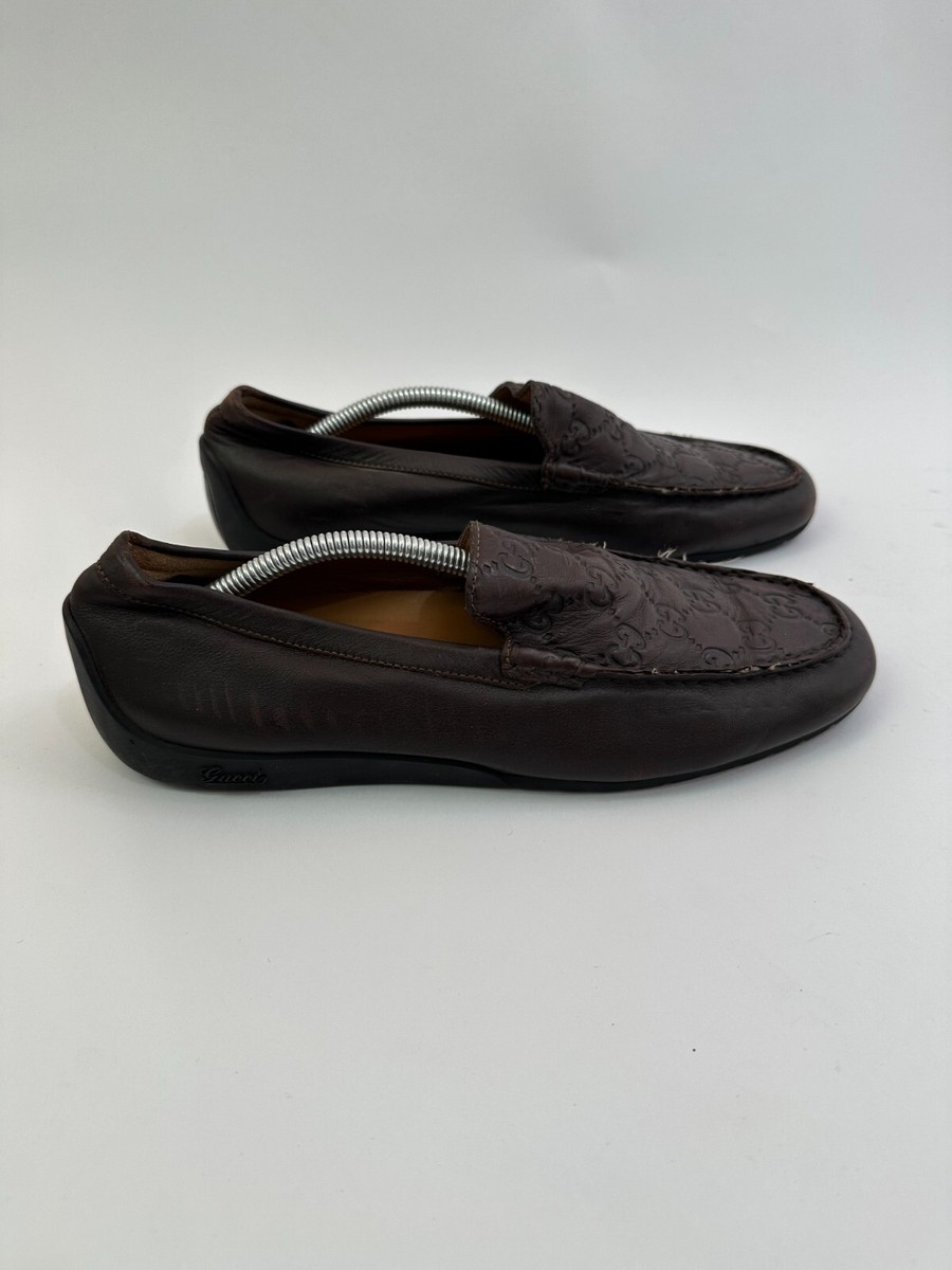 Gucci Dark Brown Guccissima Leather Slip On Loafers Size 5.5  display picture 2