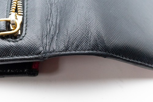 PRADA Leather Long Bifold Wallet Saffiano Black Authentic from JAPAN - Picture 15 of 19