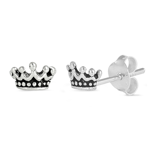 USA Seller Crown Stud Earrings Sterling Silver 925 Best Price Jewelry Gift - Picture 2 of 2