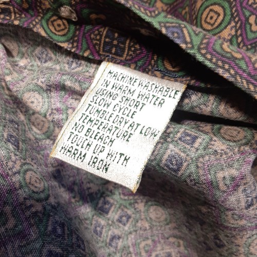 Auston Reed Mens VTG LS Button Shirt Sz.M/Green Geometric Print/Single Needle - Picture 8 of 13