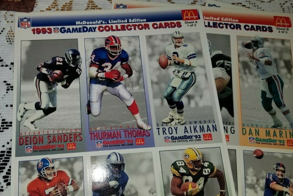 1993 McDonald's Limited Edition GAMEDAY COLLECTOR CARDS FOOTBALL Complete Set 18 1993 McDonald's Limited Edition GAMEDAY COLLECTOR CARDS FOOTBALL Complete Set 18