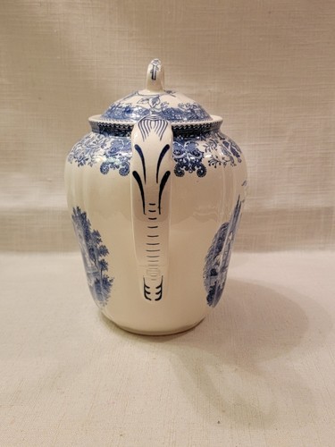 Villeroy & Boch Burgenland Germany White and Blue Coffee Tea Pot Green Mark - Picture 2 of 15