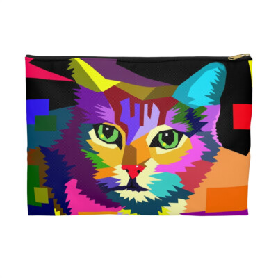 Accessory Pouch Cosmetic Bag Multicolor Cat 656 WPAP pop art by L.Dumas