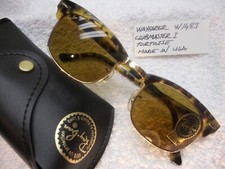 New Vintage Ray Ban B&L Clubmaster W1483 Tortoise Made in USA Brown Lens B-15