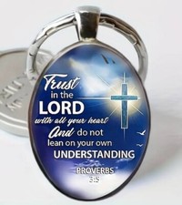 TRUST IN THE LORD WITH ALL YOUR HEART - LARGE BIBLE VERSE CHRISTIAN KEYRING T75