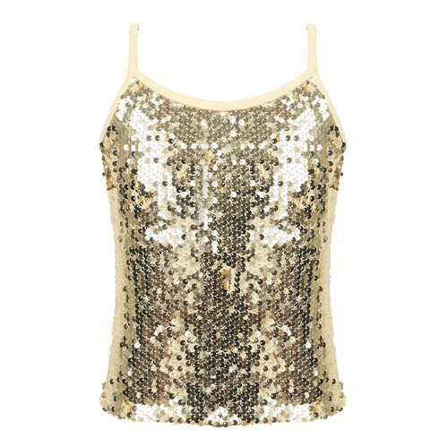 Girls Shiny Metallic Dance Performance Crop Tops Camisole Tank Tops Cheer Jazz - Picture 26 of 126