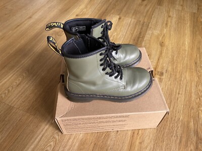  Dr. Martens Doc Martens Schnürstiefel Kinder Größe 32 Oliv Grün Biker Stiefel