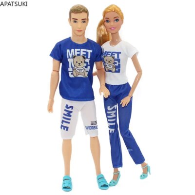 2 Sets/Los Königsblau Kleidung für Barbie Puppe Outfits Hemd Hose für Ken Puppen