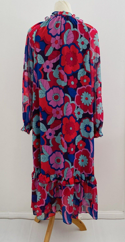 Sportsgirl Dress Size 10 Pink Purple Floral Long Sleeve High Collar - Picture 5 of 16