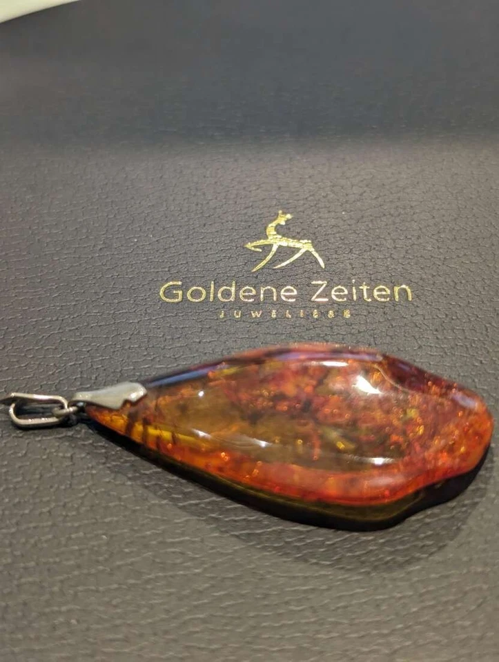 Goldene Zeiten Juweliere Anhänger Natur cognac Bernstein V Öse 835 Silber - Bild 2 von 4