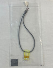 NIP DICHROIC FUSED GLASS YELLOW BLUE/WHITE IRRIDESCENT DETAILS & BLACK LEATHER