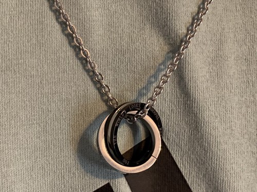 Titanium Stainless Steel Double Ring Pendant Necklace - Picture 5 of 5
