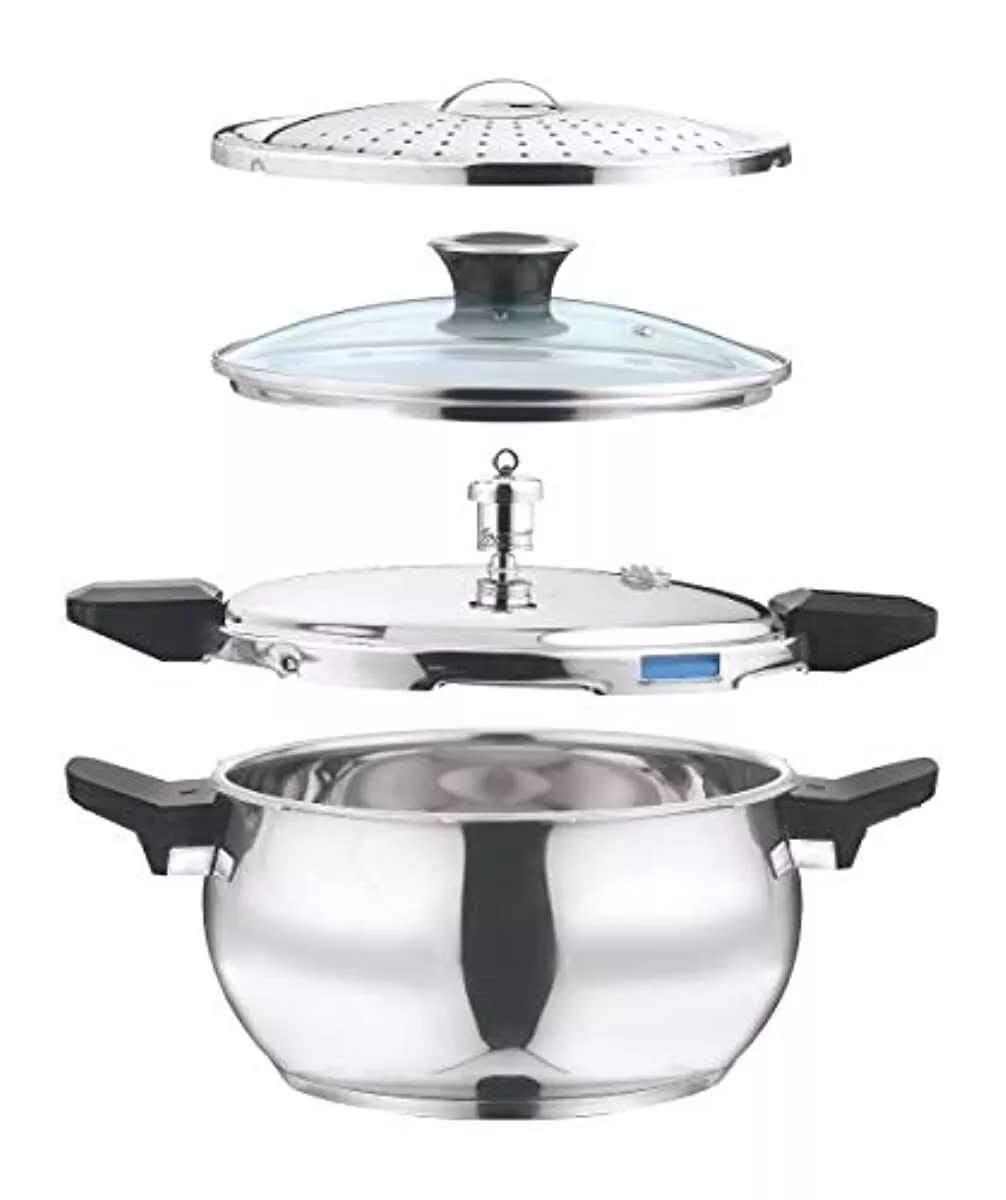Vinod 18 8 Stainless Steel Outer Lid Magic Pressure Cooker 3.5 L with