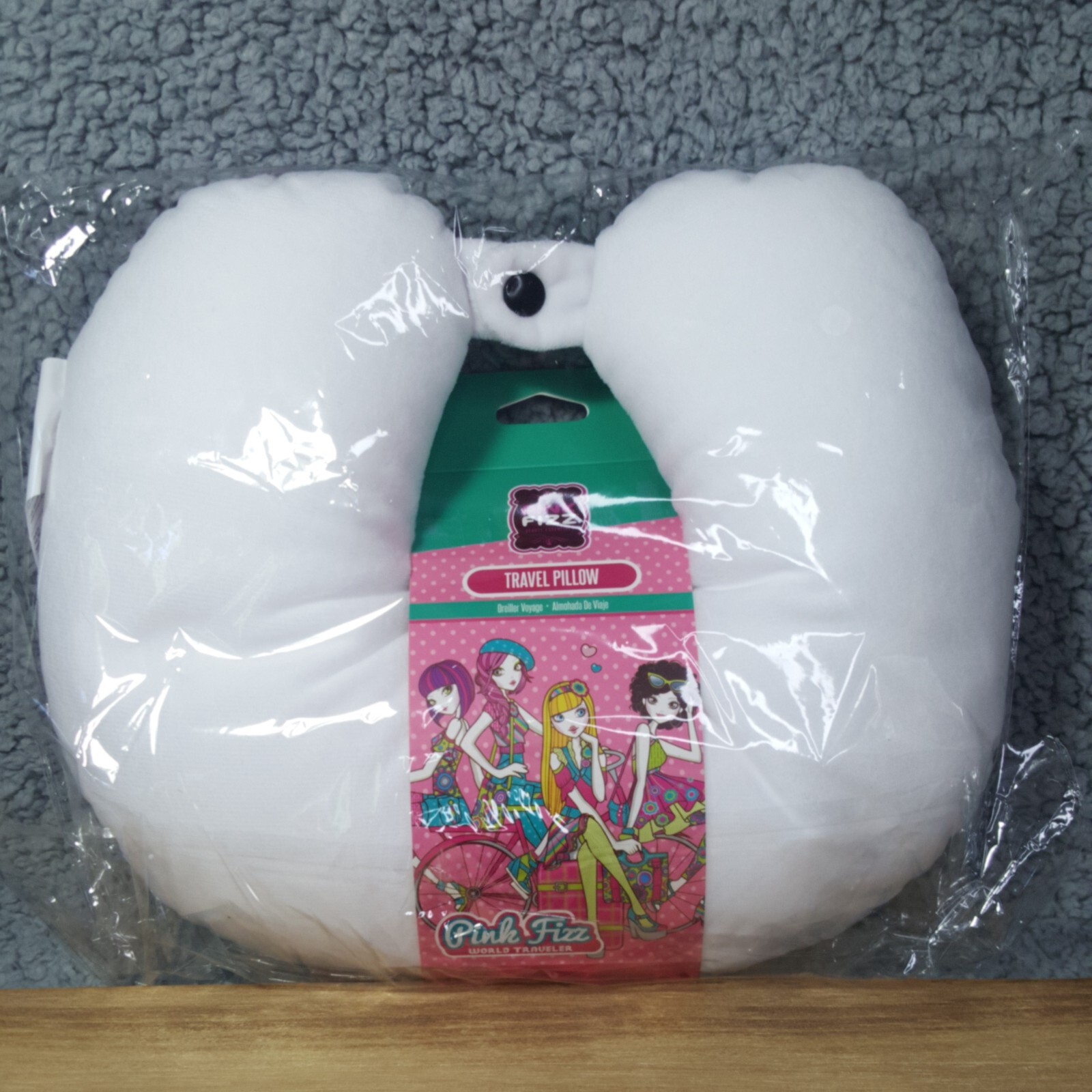 Pink Fizz Girls Travel Pillow Soft Neck Support Paris Design for Kids-image