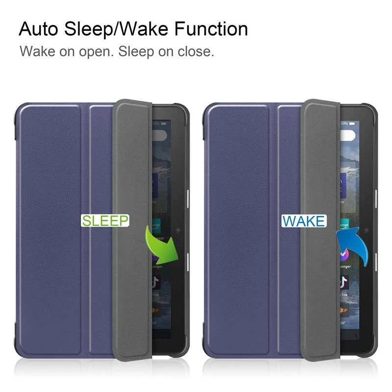 Leather Case For Amazon Fire HD 8 / 8 Plus 10th 12th Flip Stand Smart Book Cover - Image 2 of 4