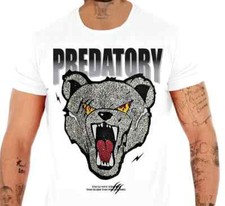 Avenue George V Paris T-Shirt Royal Wolf Rhinestone Men's White Tee Shirt