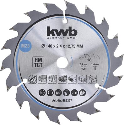 kwb Kreissägeblatt 140 x 12,75 mm, schneller Schnitt, Sägeblatt geeignet für Wei