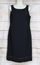 Liz Claiborne Dress Womens Size 12 Black Sleeveless Knee Length Sheath Classic