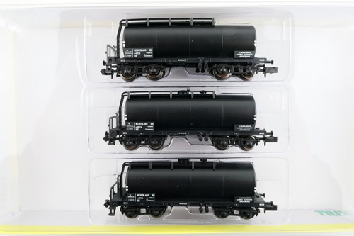 Minitrix 15611 3er Set Kesselwagen der NS, 4-achsig, schwarz, OVP, (RB082) | Condition: Gebraucht