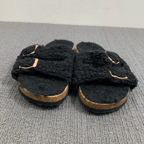 Sandalias Bamboo Defeat-75 Deslizables Plantillas Para Mujer Talla 7 Negro Piel Sintética Foto 2 de 4