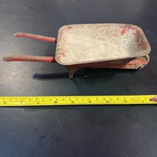 1950s Wyandotte Red Garden Wheelbarrow Yellow Wheel Pressed Steel Childs Toy