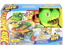 Hot Wheels Diecast City T-Rex Blaze Battle Playset Dinosaur Nemesis Toy New