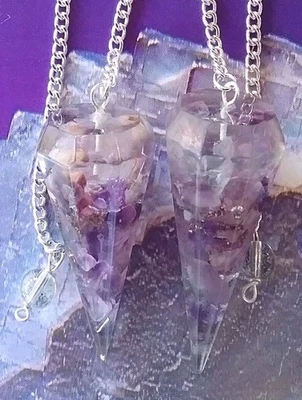 ORGONE AMETHYST DOWSING PENDULUM, AMETHYST DOWSING PENDULUM With POUCH