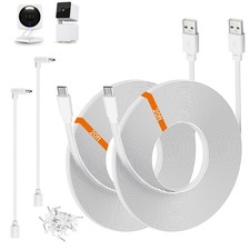 2 Pack 20ft Power Extension Cable for Wyze Cam Flat Micro USB Cord White