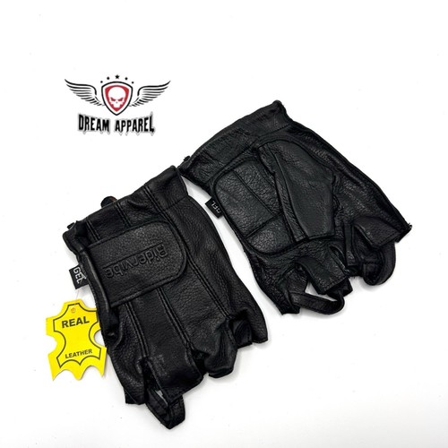 Gel Palm Riding Fingerless Deer Skin Gloves Full Panel - Picture 9 of 11