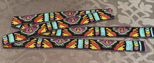 Vtg Hand Beaded Black Purple Red Blue Native Style Strip Belt Craft Boutique