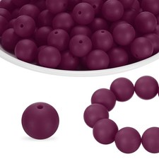 160Pcs Silicone Beads 12mm Round Rubber Focal Beads Bulk Burgundy