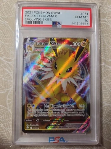 Pokémon 2021 Jolteon VMAX 051/203 Evolving Skies PSA 10 Ultra Rare Holo Full Art