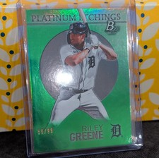 Topps 2021 Bowman Platinum Etchings Riley Greene Green PET-17 /99 Rookie Tigers