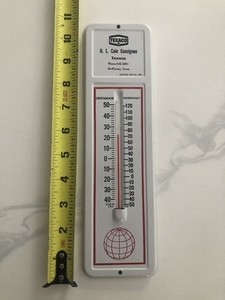 METAL TEXACO MOTOR OIL  ADVERTISING WALL THERMOMETER SIGN  VINTAGE