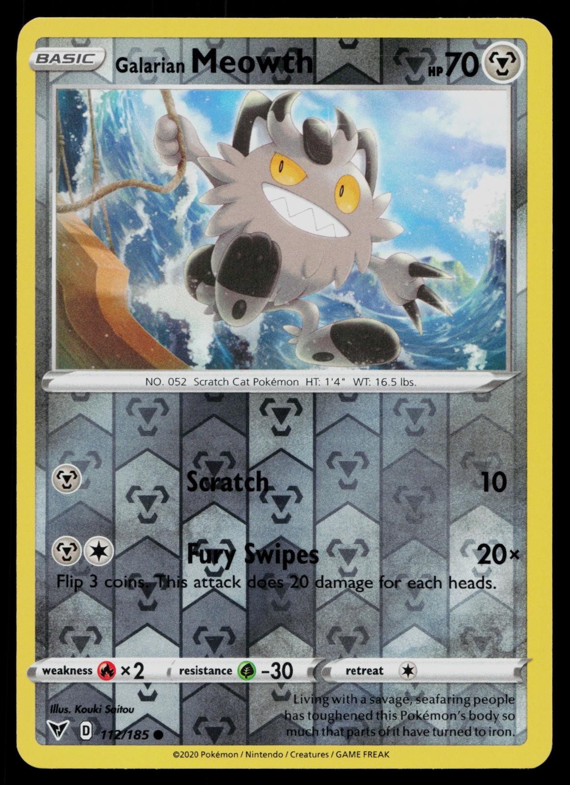 GALARIAN MEOWTH 112/185 COMMON VIVID VOLTAGE POKEMON REVERSE HOLO NM