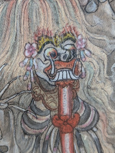 Signed UBUD Balinese Hindu Barong Dance Painting Bali Indonesia Rangda Garuda - Picture 8 of 24