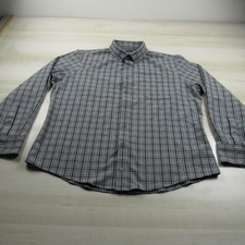 Mizzen Main Shirt Mens Extra Large Gray Trim Fit Button Down Plaid Casual Slim