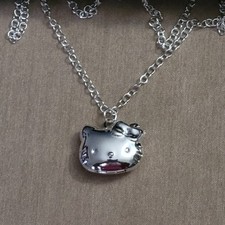 Hello Kitty locket silver tone necklace