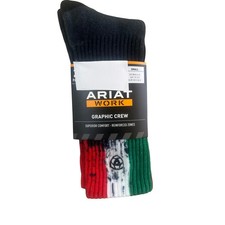 Ariat Work Graphic Crew Socks Mens Small Multicolor New Reinforced Arch Support